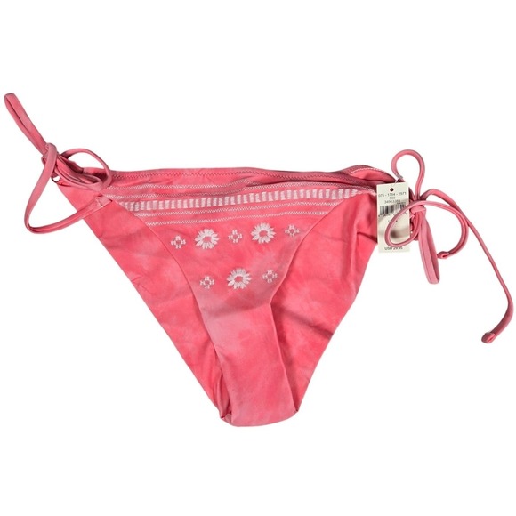 Aerie Embroidered Tie Cheekier Bikini Bottom in Strawberry M NWT‎ - Picture 1 of 8